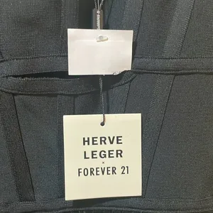 Women’s New Herve Leger x Forever 21 Transparent Black Bustier Fringe Bustier Ba thumbnail 9