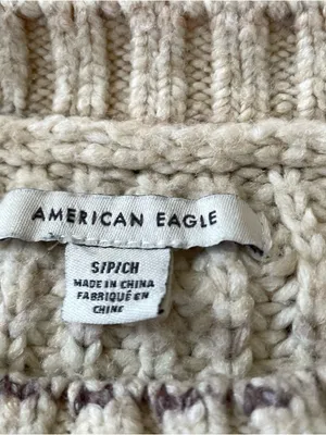 American Eagle Neutral Knit Sweater Small Granola Earthy Minimalist Cozy Outdoor thumbnail 3