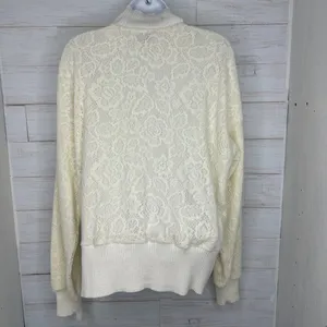 Anthropologie Saturday/Sunday Mission Ivory Quilted Lace Bomber Zip-up Jacket L thumbnail 5