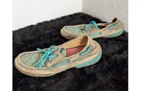Twisted X leather teal western loafers Sz 8.5 thumbnail 5