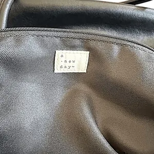 A‎ New Day Black Faux Leather Gathered Tote Bag thumbnail 6