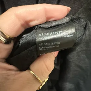 All Saints Sheer Black/Gray Elke V-Neck Slit Maxi Dress Size Large thumbnail 6