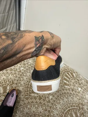 Dr. Scholl's Black Slip-On Loafers with Tan Heel Accent thumbnail 4