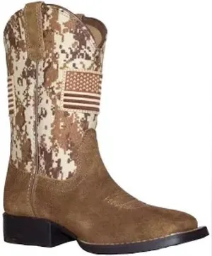 Ariat sport patriotic camouflage boots western cowboy brown tan women’s‎ size 6 thumbnail 1
