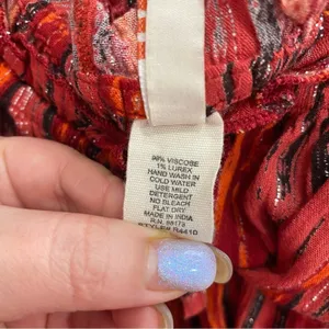 Raga Red Burnt Orange Metallic Thread Boho Tiered Dress Festival Size XS‎ thumbnail 12
