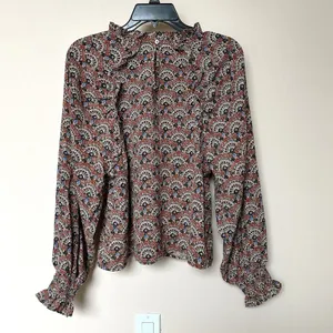 Entro Top Women’s Med Floral Puffy Sleeves Peasant Boxy Y2K Boho Cottage thumbnail 3