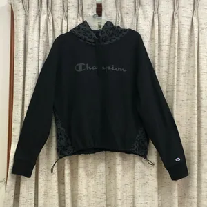 Champion Black Leopard Print Logo Hoodie  thumbnail 1