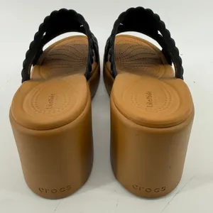 Crocs Brooklyn Woven Slide Block Heels Sandals Black Women 10 Chunky Comfy Y2K thumbnail 5