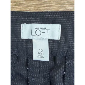 Ann Taylor LOFT Ann Pants Womens 10 Black Pinstripe Wide Leg Career Trouser thumbnail 4