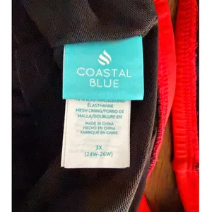 Coastal‎ Blue Womens 3X Red One Shoulder Side Tie Ruched One Piece Swimsuit thumbnail 6