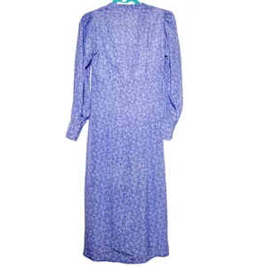 Realisation Par The Vivienne Blue Floral 100% Silk Midi Dress L thumbnail 9