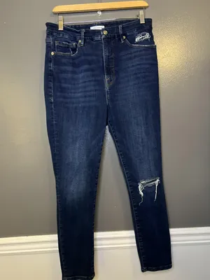 Good American Good Legs Crop Jeans Womens 30 Dark Wash High Rise Denim thumbnail 2