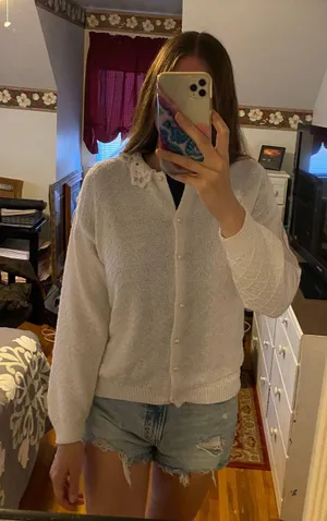 Princess Polly Vintage Lace Button Up White Cardigan 90s Girly 🤍 thumbnail 1