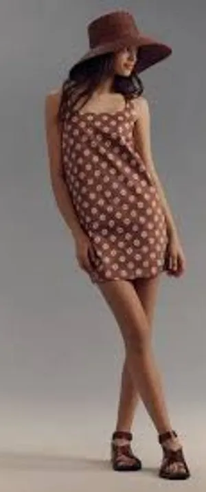 Maeve Anthropologie Printed Mini Shift Dress CASUAL Y2K Style XS Cotton DOLLCORE thumbnail 1