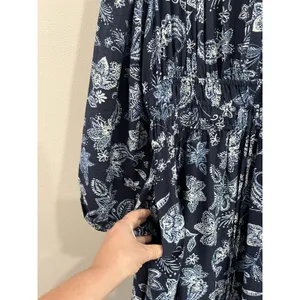 LOFT Paisley Bow Pocket Boho Maxi‎ Dress Blue NWT Size Large thumbnail 7
