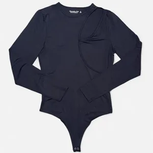 Abercrombie & Fitch Black Long-Sleeve Bodysuit with Shoulder Cut Out thumbnail 1