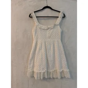 Lulus White Eyelet Cotton Ruffle Mini Dress Sleeveless Fit & Flare‎ Medium thumbnail 4