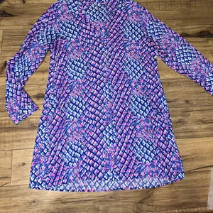 Lilly Pulitzer blue & pink pineapple print dress size Large thumbnail 5