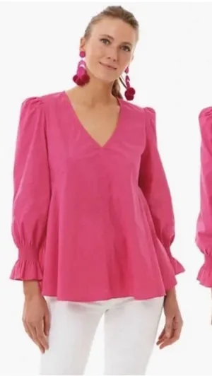 Tuckernuck Pomander Place Easton Blouse Hot Pink‎ Size Small thumbnail 1