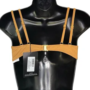 NWT PrettyLittleThing Mocha‎ Underwire Mesh Bikini Top Size 4 Cutout Swim Top thumbnail 2