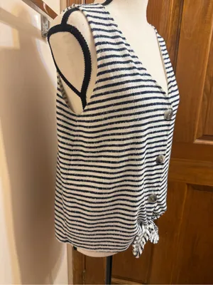 Old Navy Navy and White Striped Tie-Front Tank Top thumbnail 5