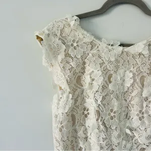 ASOS Off White All Lace Floral Appliqué Cap Sleeve A Line V Back Mini Dress 8 thumbnail 3