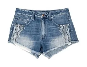 American Eagle High Rise Festival Cutoff Jean Shorts Painted Design Size 6‎ thumbnail 1