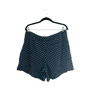 RALPH LAUREN LAUREN Polka Dot White Navy Silk High Waist Shorts Sz 12 thumbnail 2