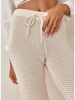 Reformation Cream Rosso Open Knit Organic Cotton Pants size Small thumbnail 2