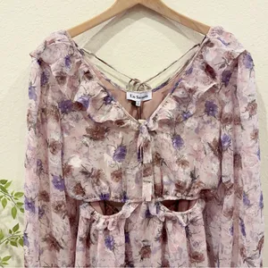 En Saison Annabel Purple Floral Open Back Mini Dress Size L NWT thumbnail 5