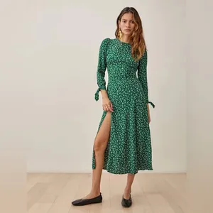 NWT Reformation Zelda Dress Emerald Green Midi Dress Prairiecore Size 10 thumbnail 2