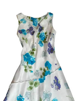 Y2K Vintage Midi Dress Cowl Neck Glitter Butterfly Floral Fairycore Asymmetric thumbnail 5
