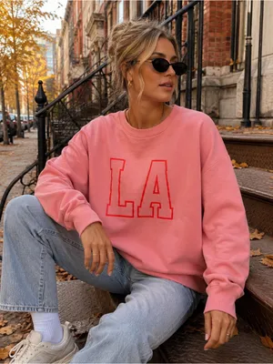 wild fable Pink LA Outline Crewneck Sweatshirt thumbnail 1