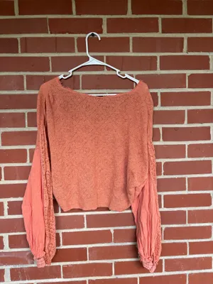 Free People Puff Sleeve Blouse Orange thumbnail 2