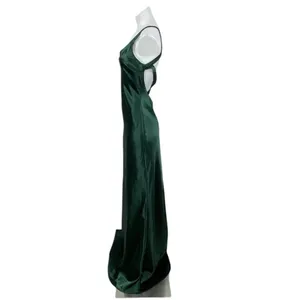 Lulus Melora Emerald Green Silk Satin Sleeveless Mermaid Prom Maxi Dress Size S thumbnail 3