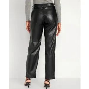 Old Navy Faux Black Leather High Rise Wide Leg Pants Size 8 thumbnail 2