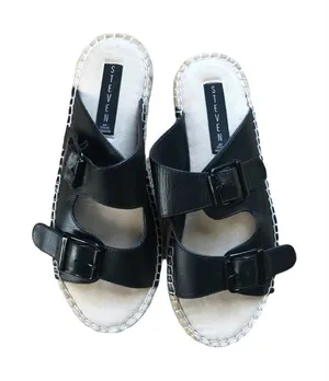 Steven By Steve Madden Black Lapis Espadrille Leather Platform Sandal 8M Bohemian thumbnail 1