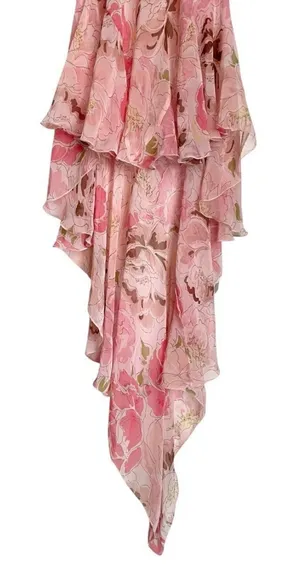 Victoria's Secret Vintage Pink Floral Halter High-Low Dress thumbnail 1
