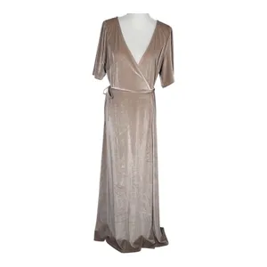 Baltic Born‎ Size-XXL Meghan Velvet Wrap Maxi Dress Champagne thumbnail 3