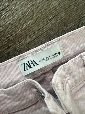 Zara Light Blush Wide Leg Jeans with Raw Hem thumbnail 8