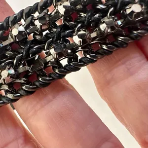 Black rhinestone chain bracelet thumbnail 7