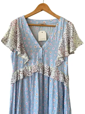 WONDERLY Floral Prairie Boho High Low Maxi Dress Size L NEW thumbnail 3