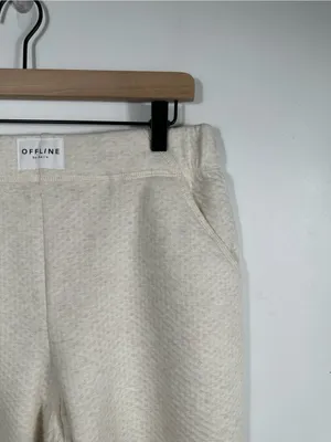 OFFLINE by Aerie Coffee Run‎ Jogger Womens M Cream Textured Sweatpants thumbnail 7