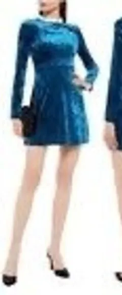 Maje Randy Blue Velvet Long Sleeve‎ Dress Size 2 thumbnail 1