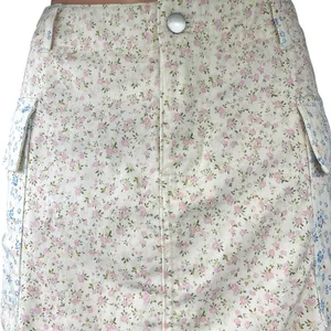Altar'd State White Pink Floral Print Raw Hem Straight Pencil Mini Cargo Skirt M thumbnail 4