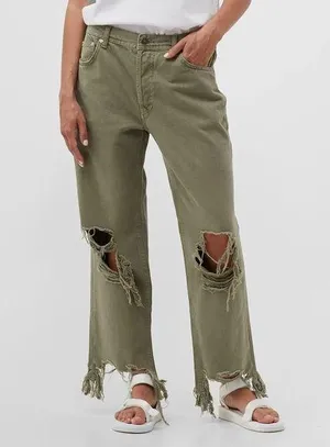 NWT Free People Maggie Mid Rise Straight Leg Jeans Distressed thumbnail 1