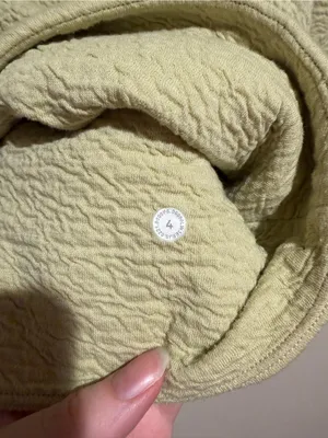 Lululemon Textured Crewneck Pullover Cropped 3/4 Sleeve Sweatshirt Dew Green 4 thumbnail 6