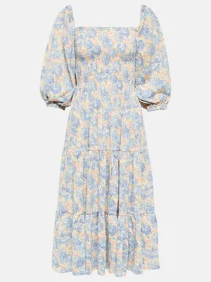 Polo Ralph Lauren Denim & Supply Floral Smocked Midi Dress Cottagecore XS thumbnail 2