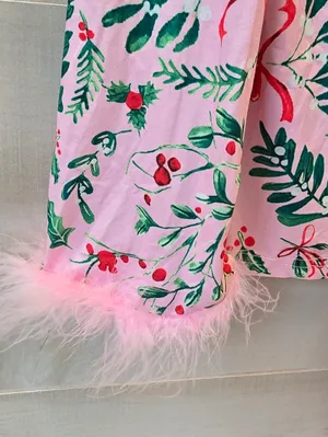 {M} Np Brand Festive Christmas Holiday Pajamas Pink Green thumbnail 4