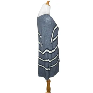 American Eagle Oversized V Neck Striped Sweater Blue White Womens Size Medium thumbnail 4